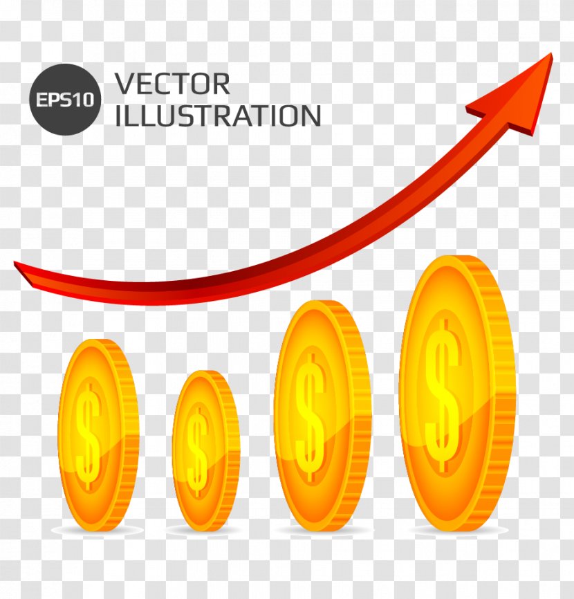 Euclidean Vector Coin Arrow Drawing - Yellow - Coins And Growth Image Download Transparent PNG
