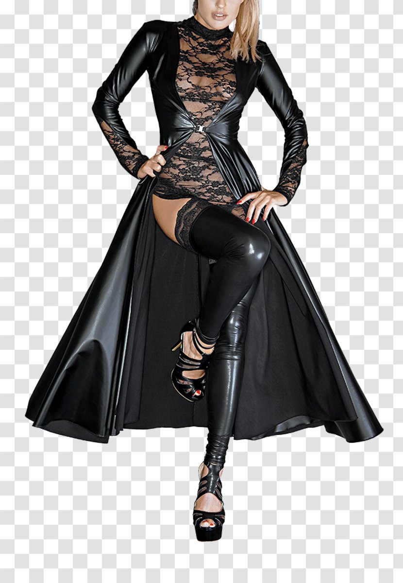 Overcoat Wetlook Lace Dress Catsuit - Tree Transparent PNG