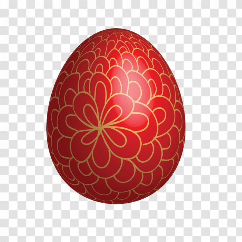 Red Easter Egg Bunny - Eastertide - Large With Gold Ornaments Transparent PNG