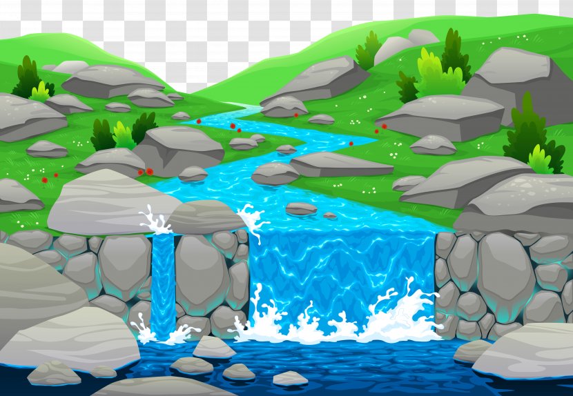 Cartoon River Royalty-free Clip Art - Plant - Waterfall Ground Clipart Transparent PNG