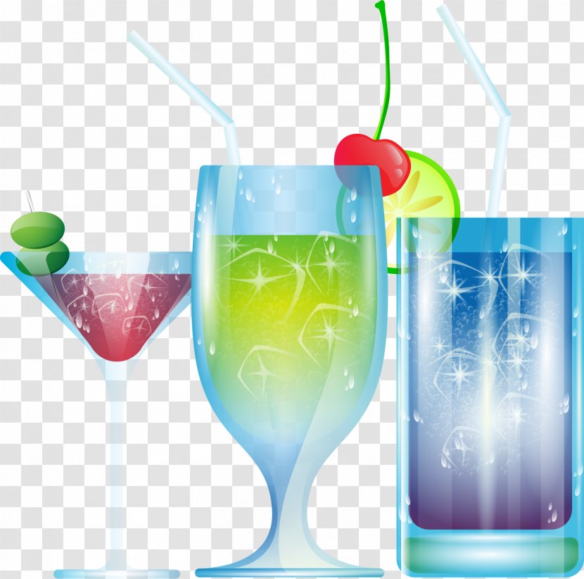 Blue Hawaii Cocktail Garnish Sea Breeze - Vector Hand-painted Transparent PNG