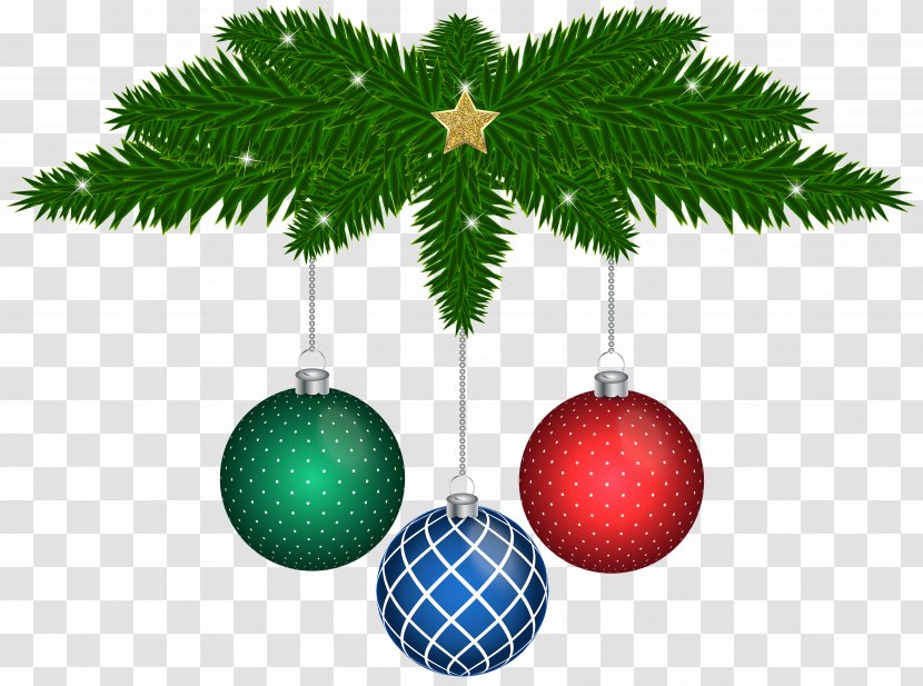 Christmas Tree Ornament Decoration - Branch - Balls Decor Clip Art Image Transparent PNG