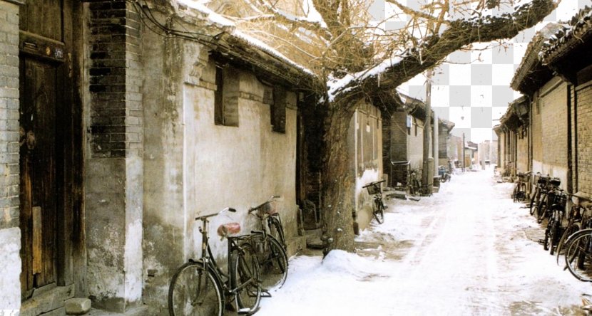Nanluoguxiang Hutong Khanbaliq Street Alley - The Old Beijing In Snow Scene Transparent PNG