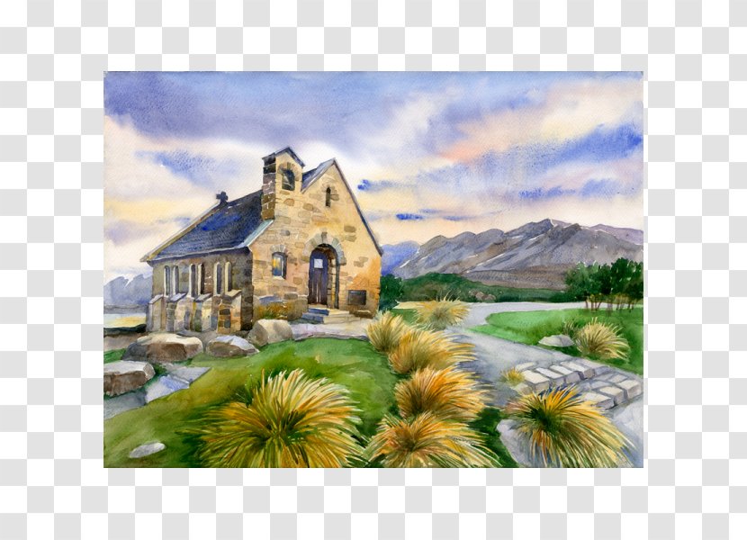 Church Of The Good Shepherd Lake Tekapo Watercolor Painting Work Art - News Transparent PNG