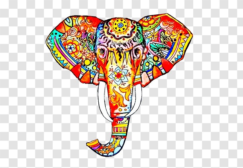 Work Of Art Elephant Drawing Painting - Painted Head Transparent PNG