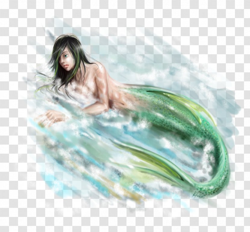 Mermaid Black Hair Desktop Wallpaper Computer - Watercolor Transparent PNG