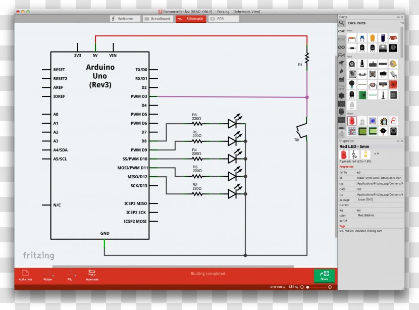 Fritzing Arduino Breadboard Circuit Design Diagram - Printed Board - Blog Transparent PNG