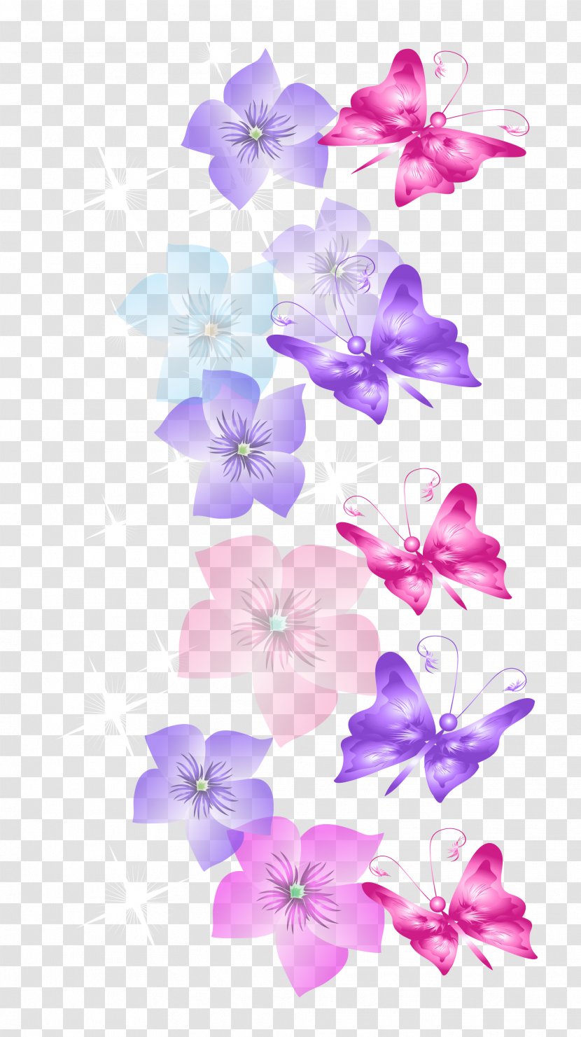 Butterfly Flower Desktop Wallpaper Clip Art - Pink - Floral Transparent PNG