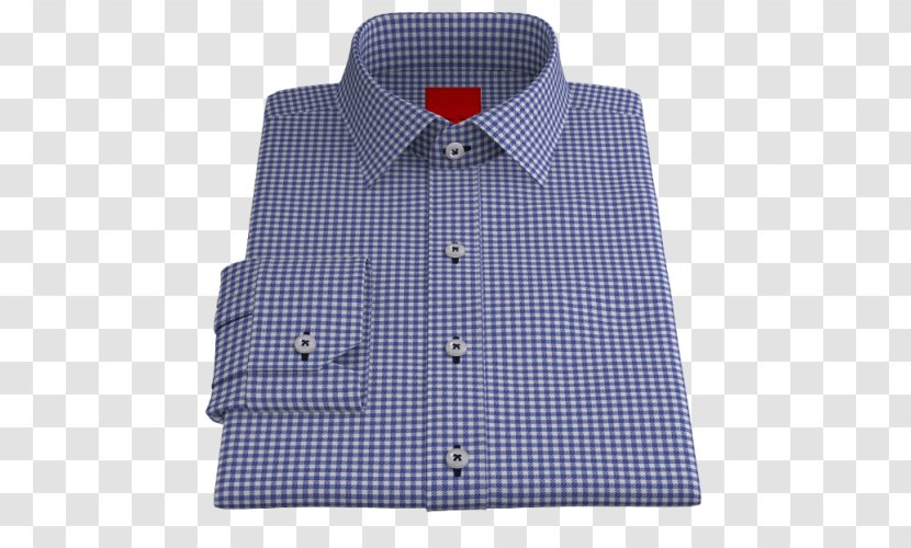Dress Shirt Blue Collar Sleeve - Gingham Checks Transparent PNG