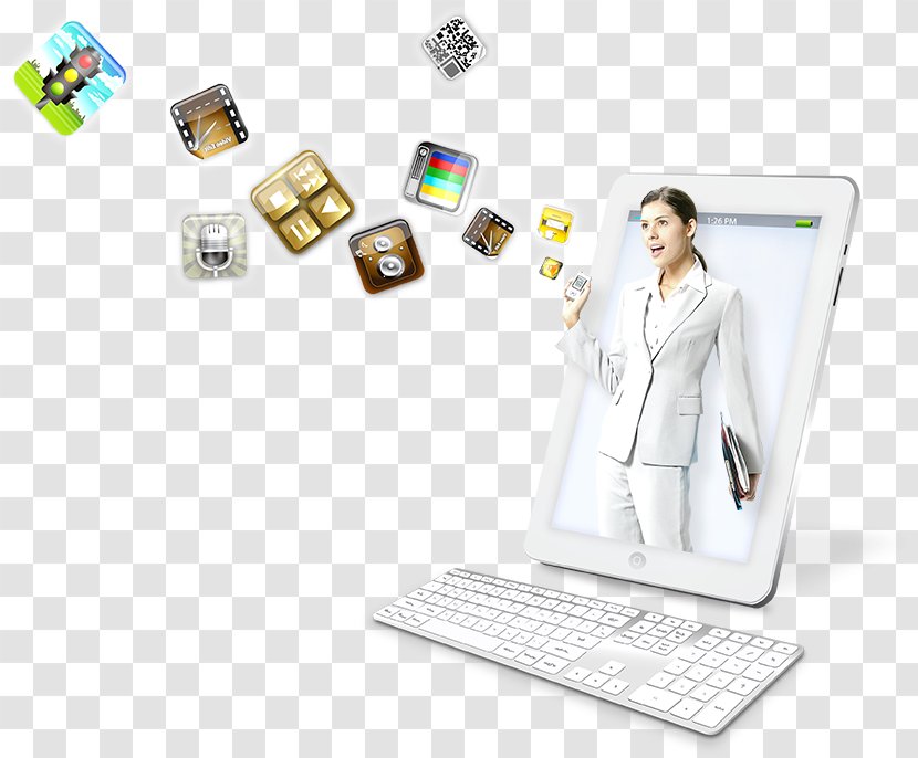 Laptop Computer Keyboard Poster Tablet - Business Lady In Front Of The PC Transparent PNG