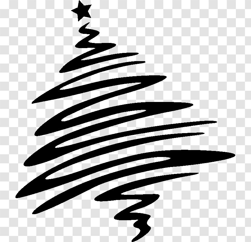 Christmas Tree Pine Clip Art - Black And White - POP ART Transparent PNG
