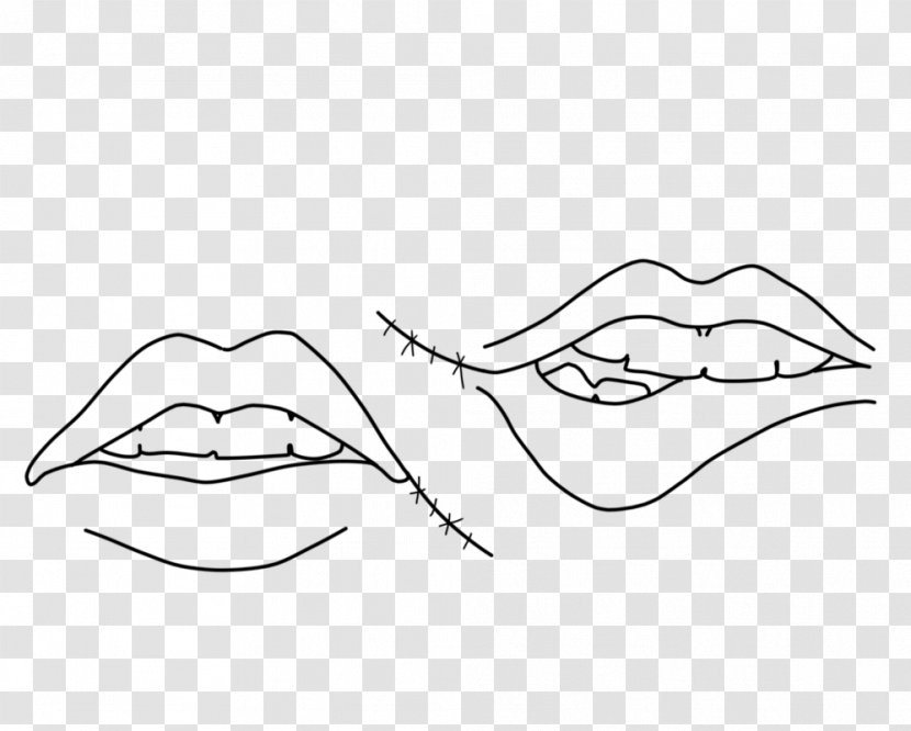 Line Art Mouth Clip - Frame - Sketch Of Lips Transparent PNG