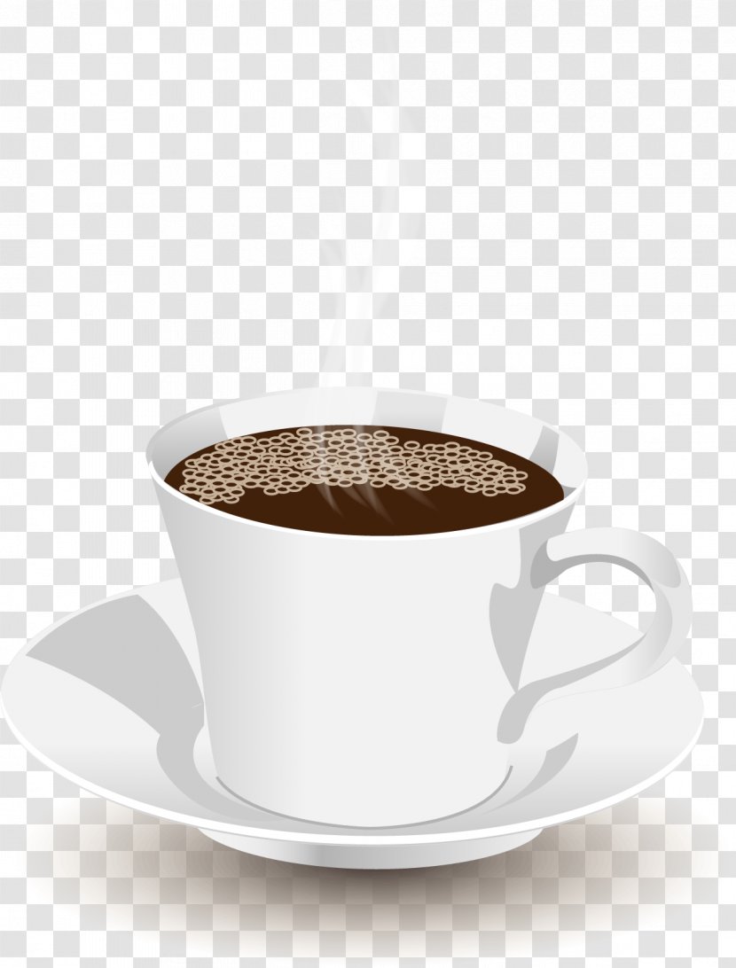 White Coffee Cup Milk Saucer - Flavor - Vector Hand-painted Transparent PNG