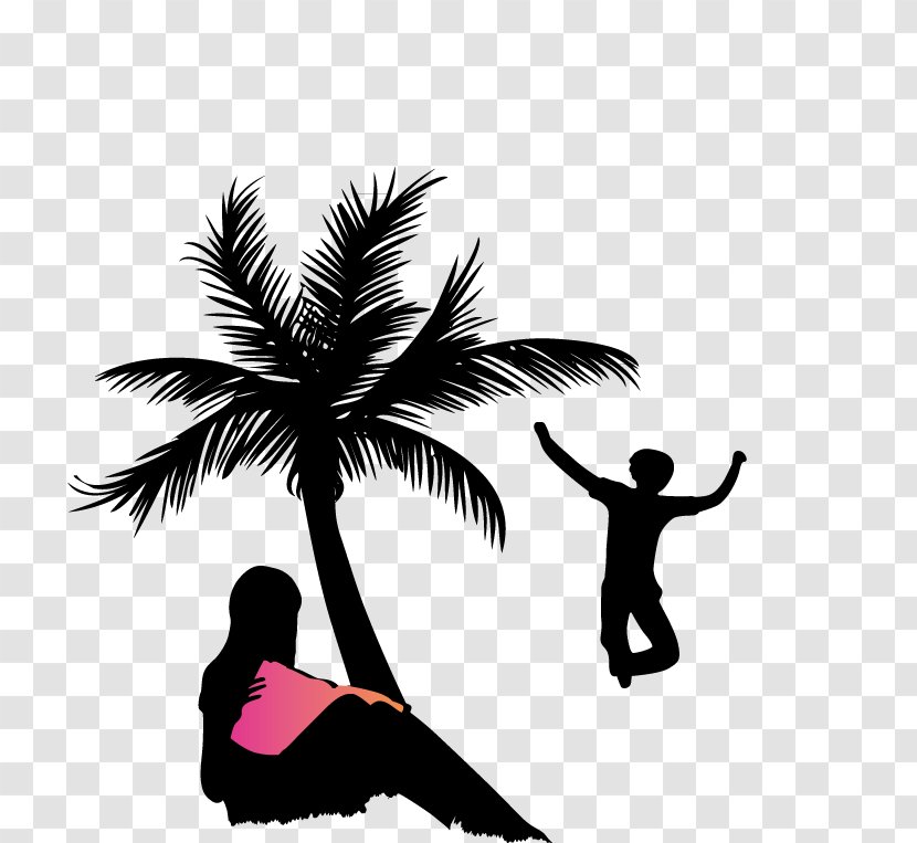 Silhouette Person - Tree - People Silhouettes On The Beach Transparent PNG