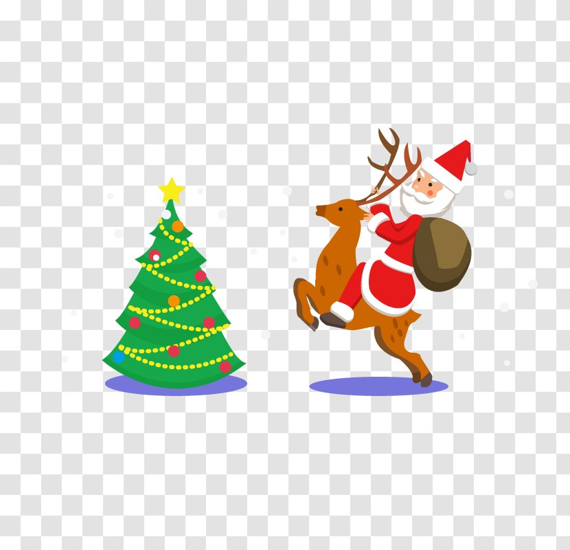 Santa Claus Christmas Tree Clip Art - Holiday - Vector Transparent PNG