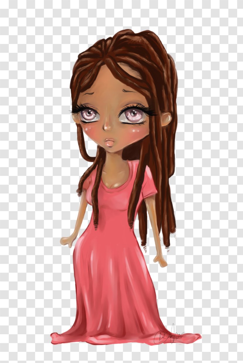 Brown Hair Illustration Cartoon Character Figurine - Lace Wig - Oryantal Galbijjim Transparent PNG