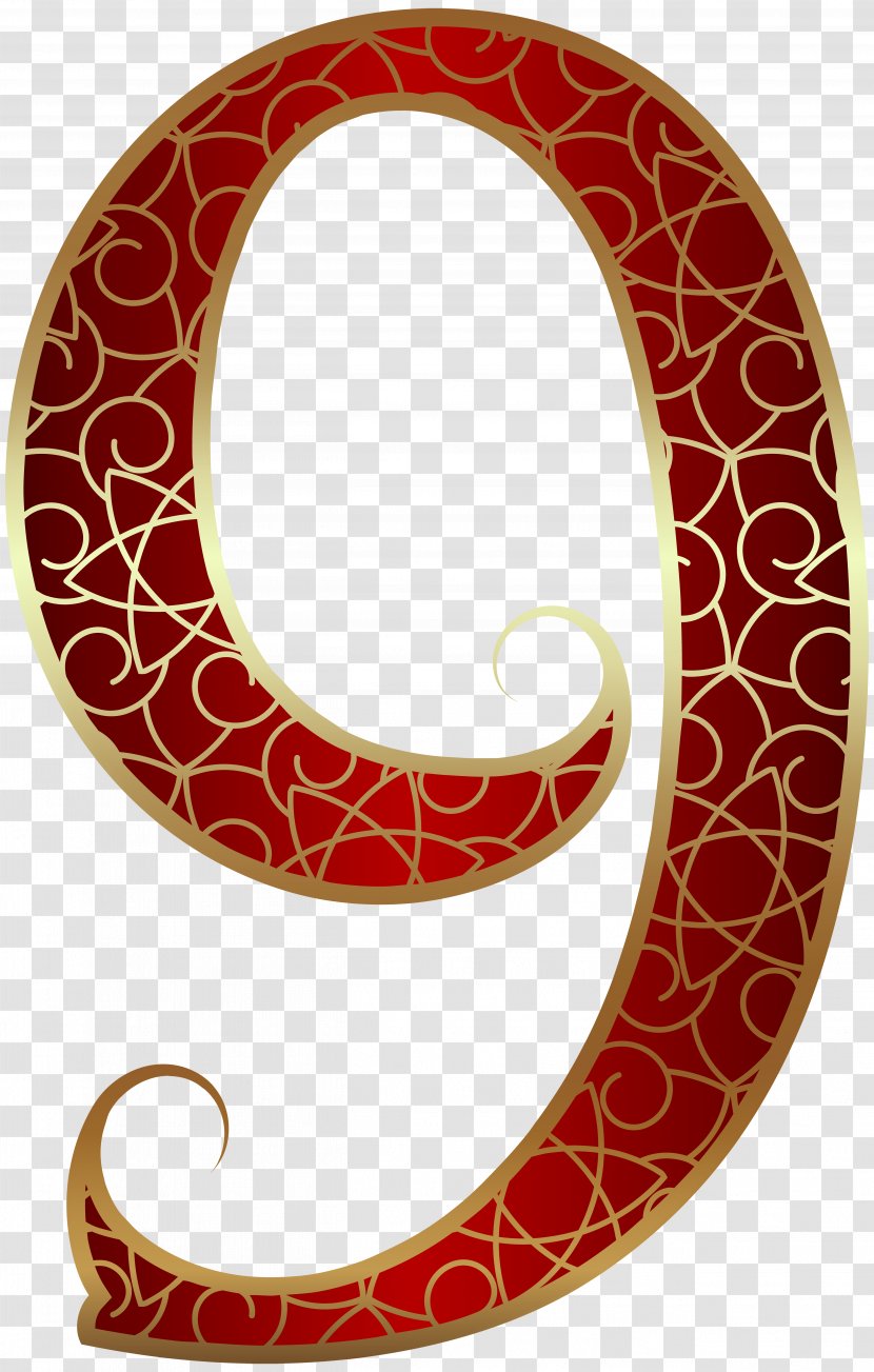 Circle Area Pattern - Oval - Gold Red Number Nine Clip Art Image Transparent PNG