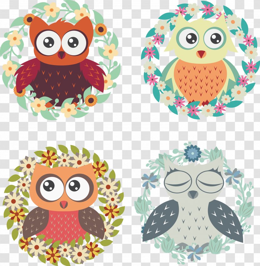 Owl Euclidean Vector Clip Art - Bird Of Prey - Creative Transparent PNG