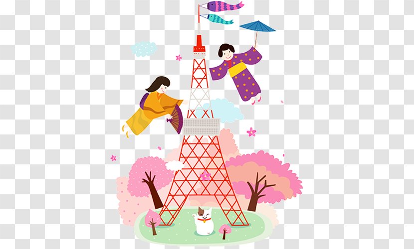 Tokyo Stock Illustration - Art - Tower Tourist Pattern Transparent PNG