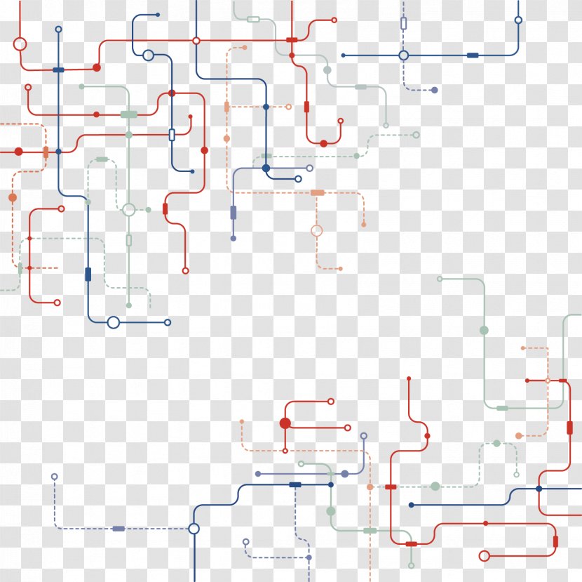 Printed Circuit Board Integrated Electrical Network - Area - Science And Technology Lines Vector Painted Transparent PNG