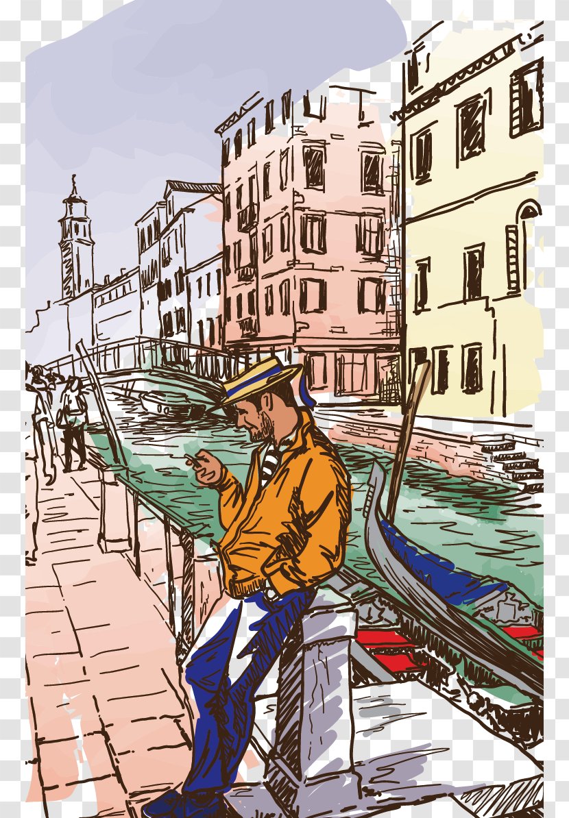 Venice Drawing Art Illustration - Watercolor Painting - Town Transparent PNG