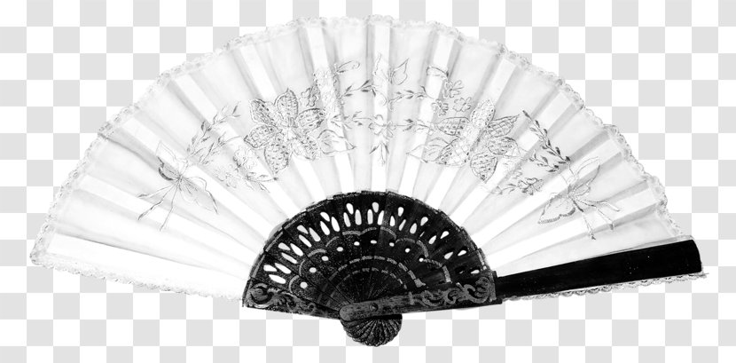 Paper Hand Fan Clip Art - Black And White - Printed Fans Transparent PNG