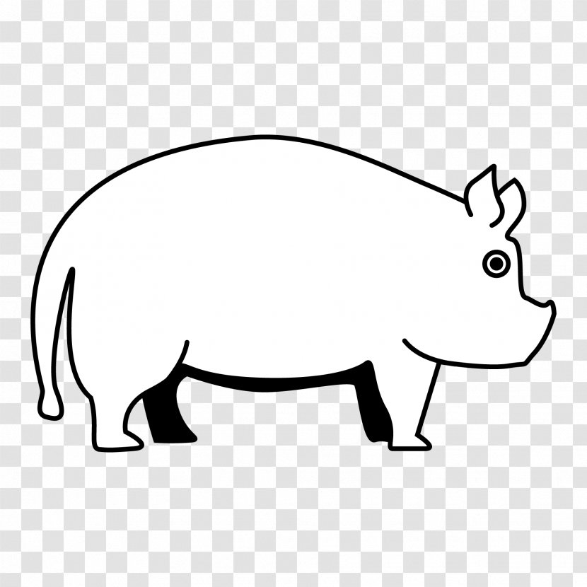 Pig White Line Art Cartoon Clip - Carnivora Transparent PNG