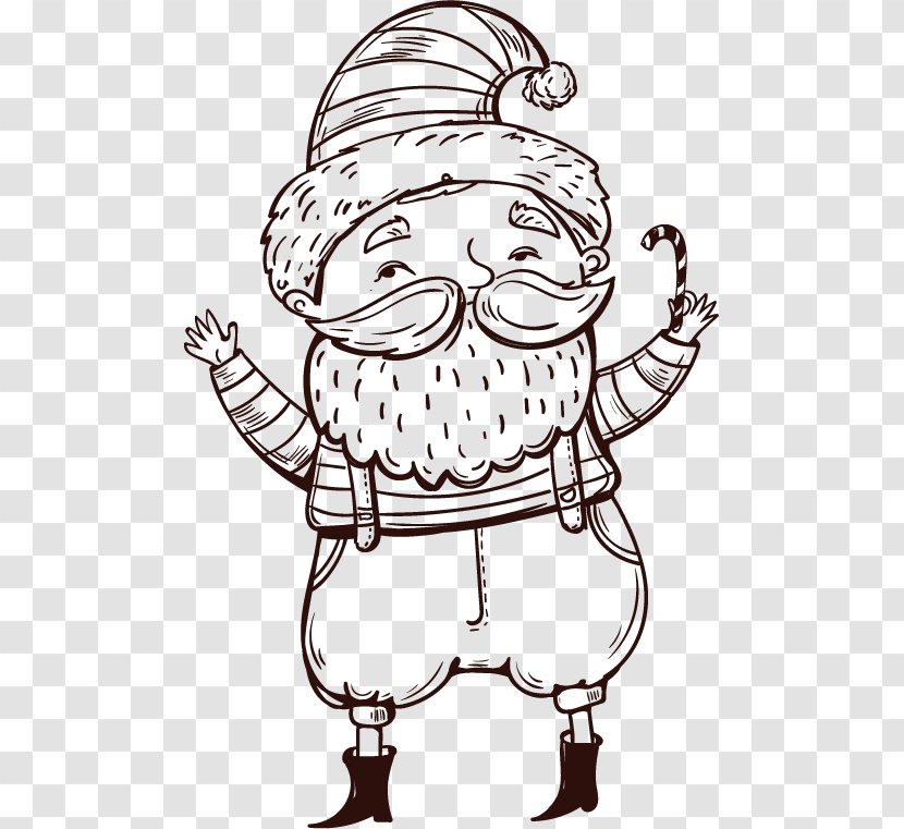 Santa Claus Christmas Clip Art - Silhouette - Wearing Overalls Transparent PNG