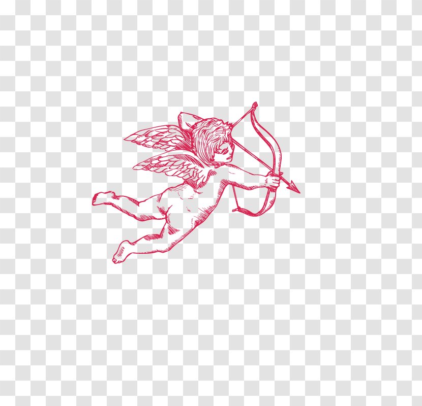 Adobe Illustrator Cupid Illustration - Pink - Archery Painted Red Transparent PNG