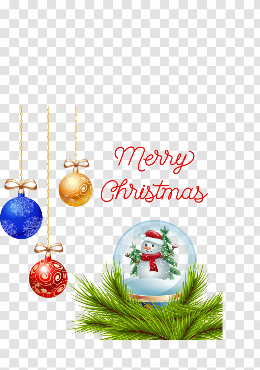 Christmas Ornament New Year Santa Claus - Fir - Three Colors Of Balls Card Transparent PNG