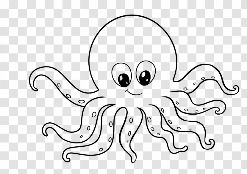 White Octopus Giant Pacific Line Art Cartoon - Face Transparent PNG