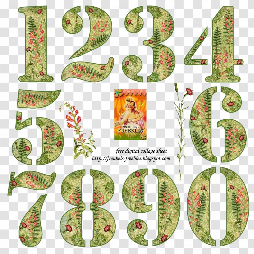 Paper Collage Scrapbooking - Digital Image - Floral Number Transparent PNG
