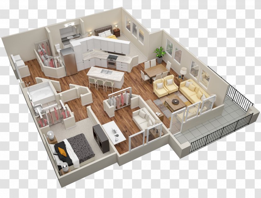 Floor Plan - Three Rooms And Two Transparent PNG