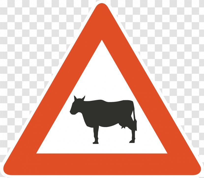 Warning Sign Traffic Clip Art - Cattle Like Mammal - Road Transparent PNG