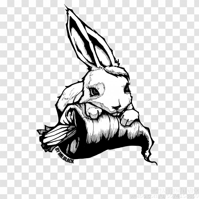 Black And White Creativity Croquis Sketch - Mammal - Creative Rabbit Transparent PNG