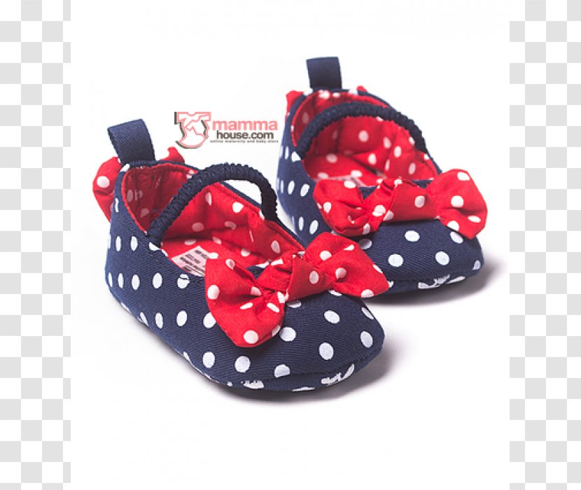 Polka Dot Shoe Font - Red - House Slippers Transparent PNG
