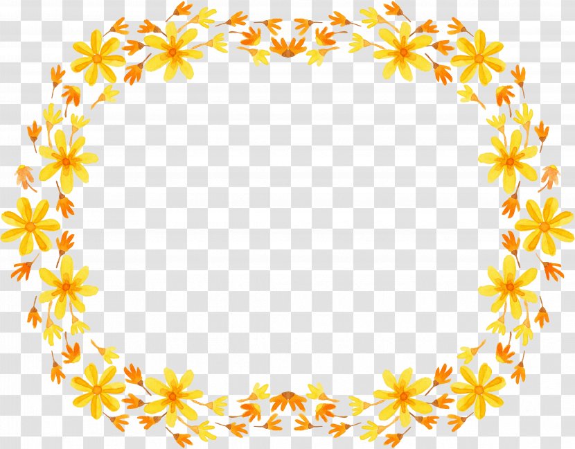 Border Flowers Picture Frame Wreath - Yellow Floral Decoration Borders Transparent PNG