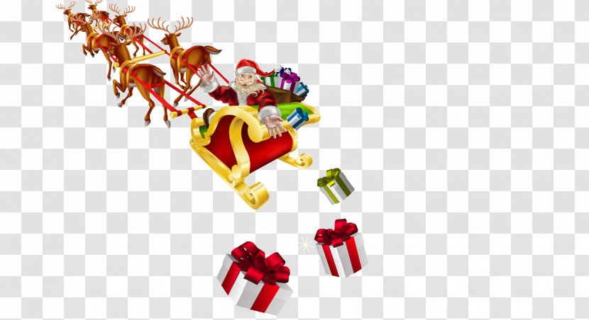 Santa Claus Reindeer Sled Christmas Clip Art - Heart - Pull The Sleigh Material Free Transparent PNG