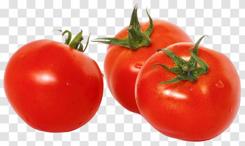 Tomato Juice Vegetable - Salad - Three Tomatoes With Green Leaves Transparent PNG