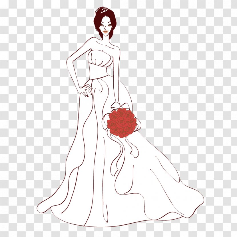 Bride Wedding Dress - Frame - Vector Flowers Transparent PNG