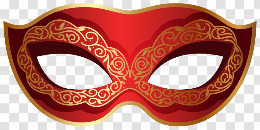 Carnival Of Venice Mask - Masquerade Ball - Red And Gold Clip Art Image Transparent PNG