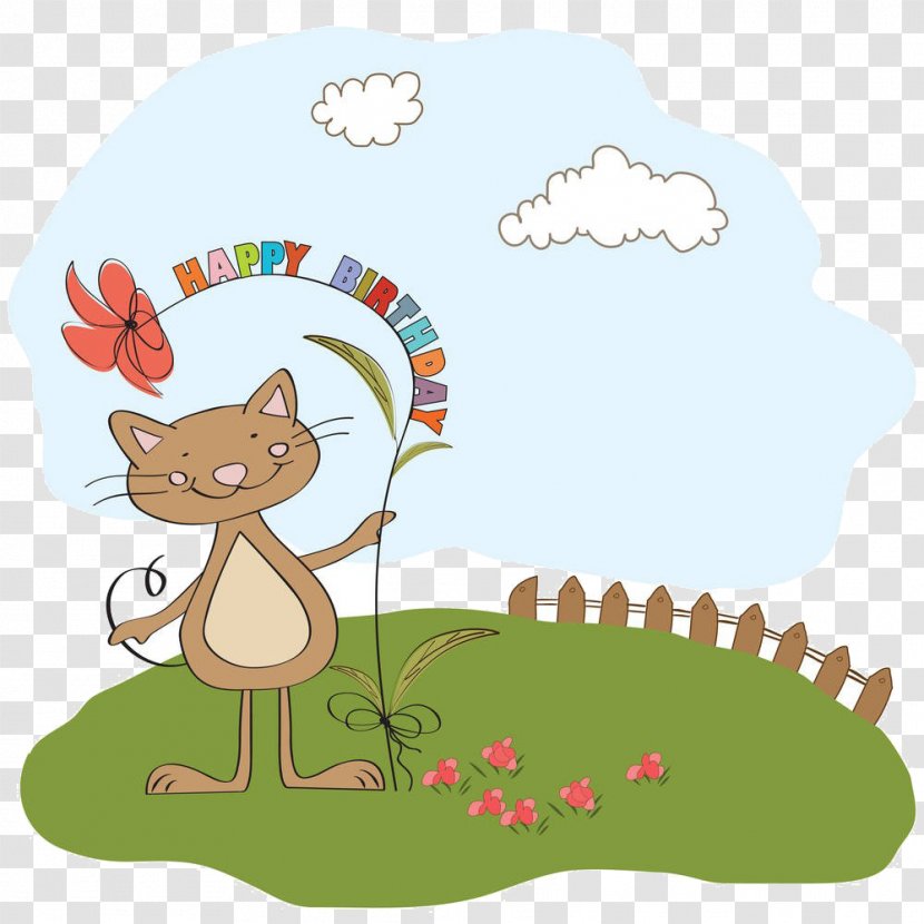 Cat Wedding Invitation Greeting Card Clip Art - Cartoon Grass Transparent PNG