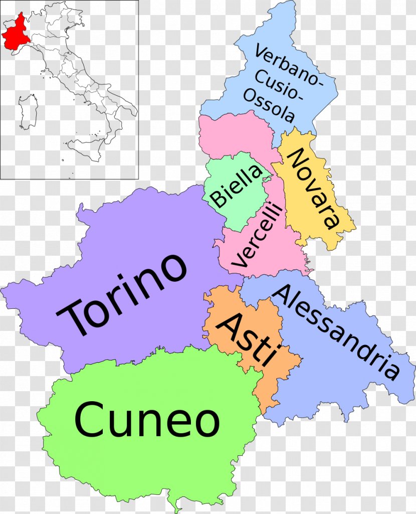 Regions Of Italy Provinces Northwest Province Turin Asti DOCG - Piedmont - Map Transparent PNG