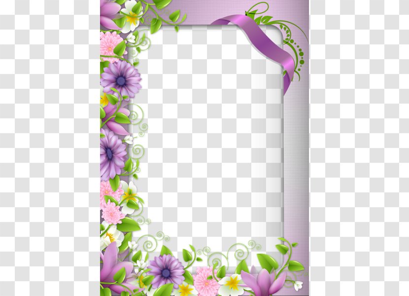 Borders And Frames Border Flowers Picture Frame Clip Art - Grass - Purple Transparent PNG