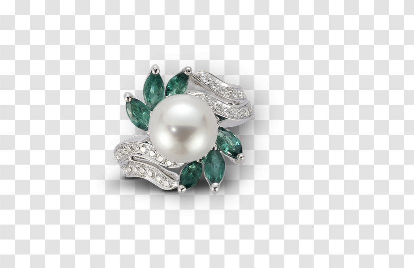 Pearl Emerald Gold Diamond Jewellery Transparent PNG