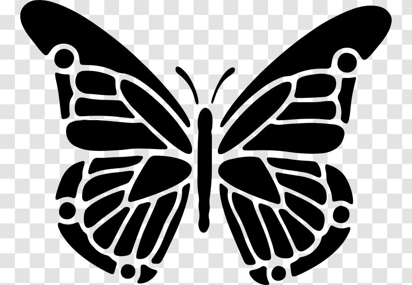 Butterfly Silhouette Clip Art - Monochrome - White Peacock Transparent PNG