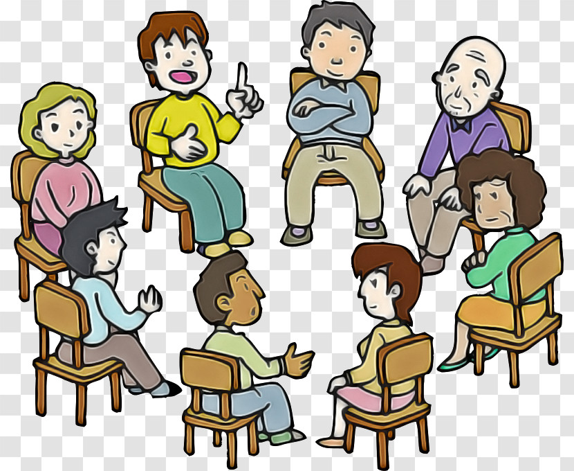 Social Group Cartoon Watercolor Painting Transparent PNG