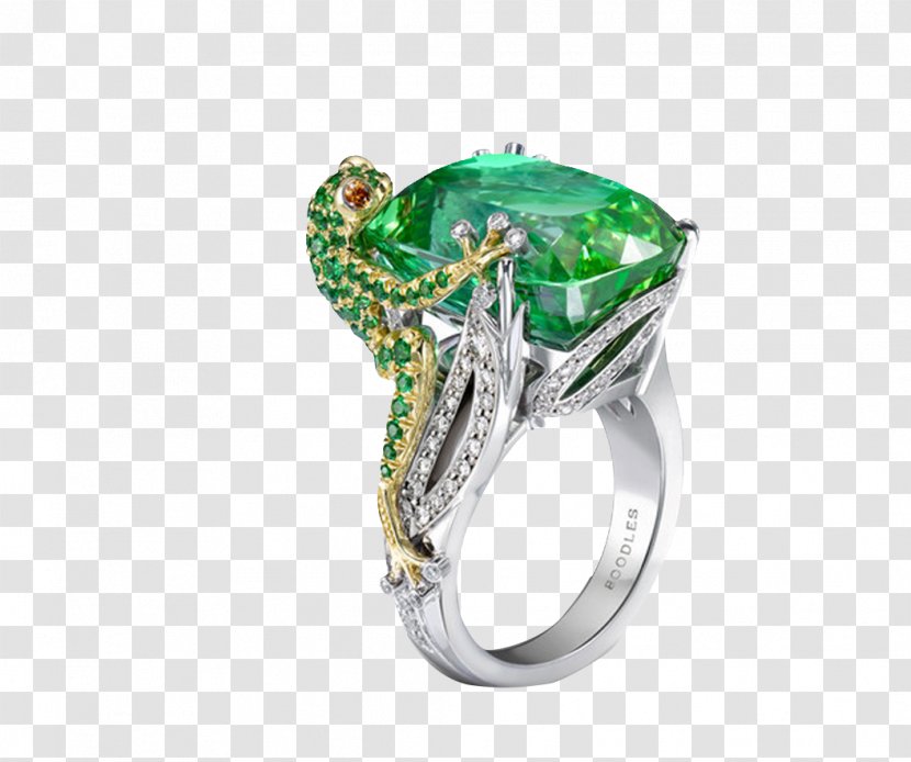 Frog Jewellery Engagement Ring Emerald - Gemstone - Lizard Transparent PNG