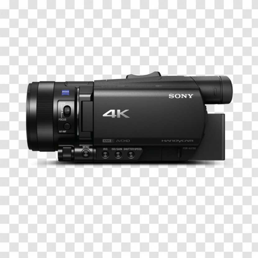 Sony Handycam FDR-AX100 FDR-AX700 4K Camcorder Video Cameras - Optics Transparent PNG