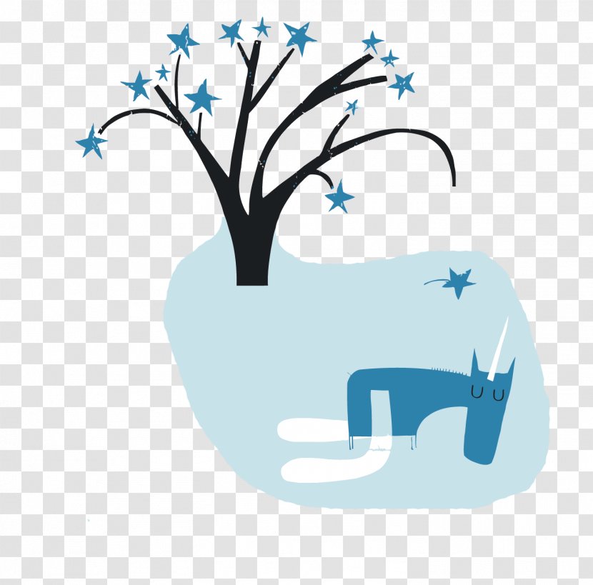 Tree Blue Unicorn - Text - Vector Transparent PNG